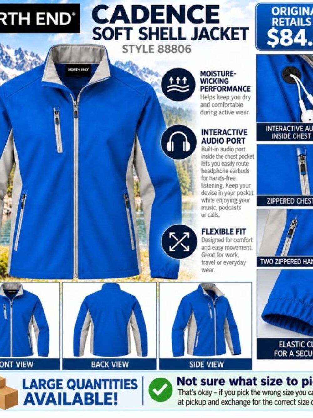 North End LightWeight Interactive Jacket w/ Audio Port. Womens S Hands-free